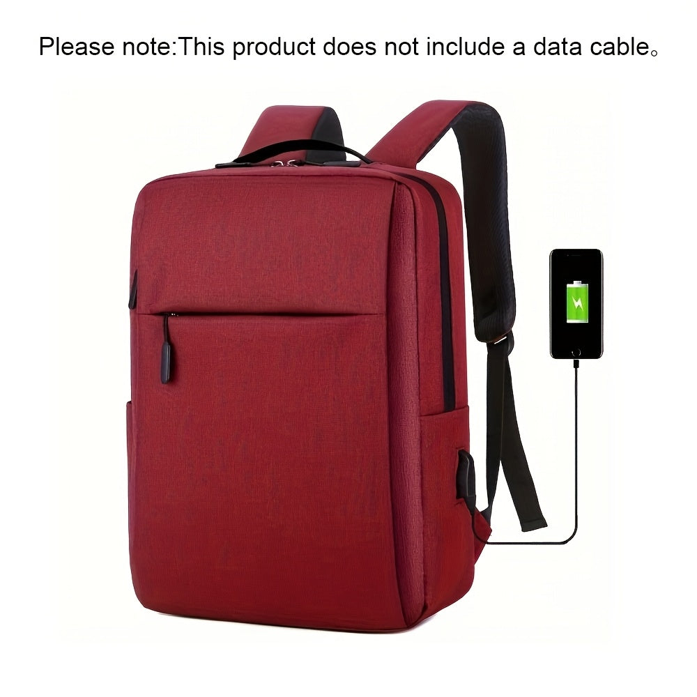1pc Grey Business Laptop Backpack, Lightweight Fabric Travel Bag with Adjustable Strap, Zipper Closure, Polyester Lining, Sewing Thread Detail, Lace-Up Design for School, Outdoor, Valentines Gift